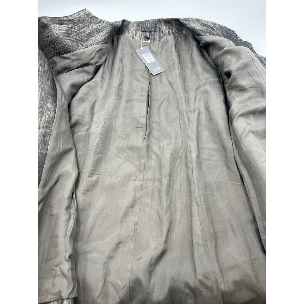Eileen Fisher Linen Silk Herringbone Shadow Swing Jacket - Picture 7 of 11